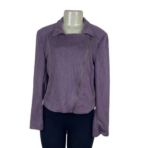 Eden Society Womens Purple Drapey Moto Jacket Stitch Sz L - New - Picture 1 of 8